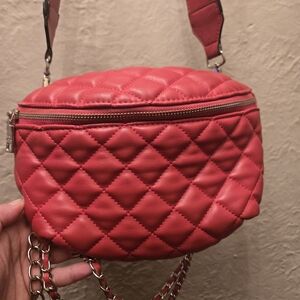 Y2K Steve Madden Red Quilted Convertible Belt Bag